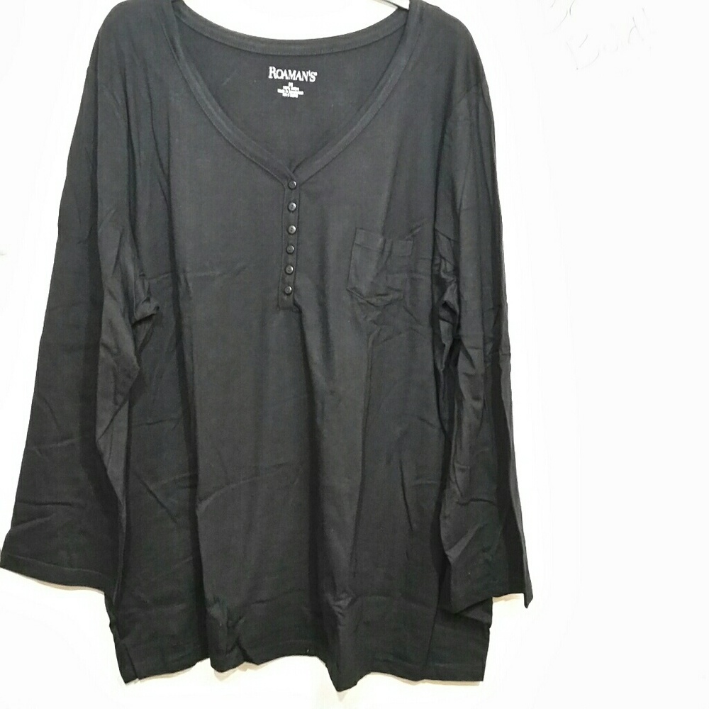 Roaman's plus size 2x black long sleeve shirt NWOT